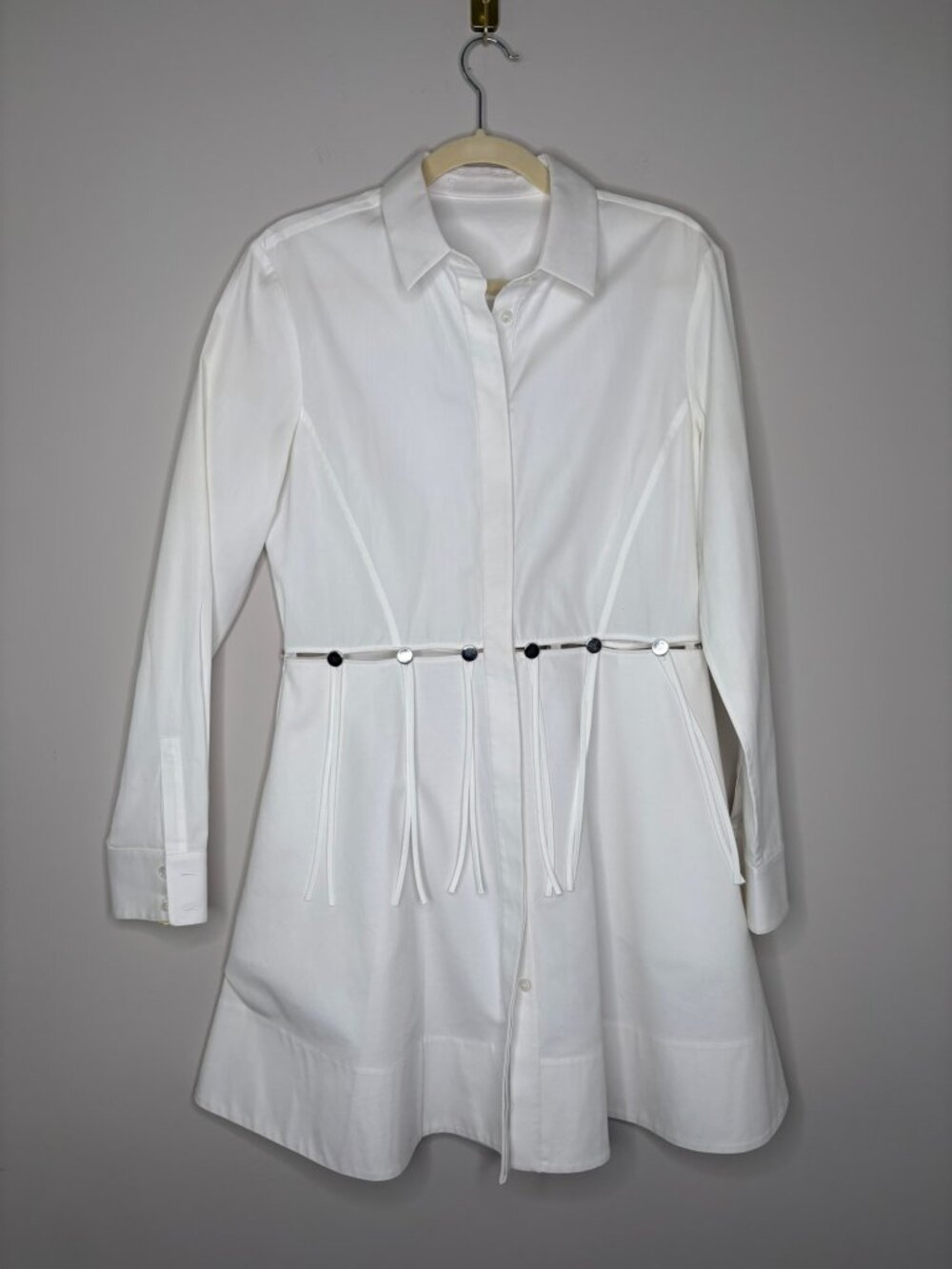 Alexander Wang Cotton Poplin Shirtdress White Size 10 Buttoned Cutouts